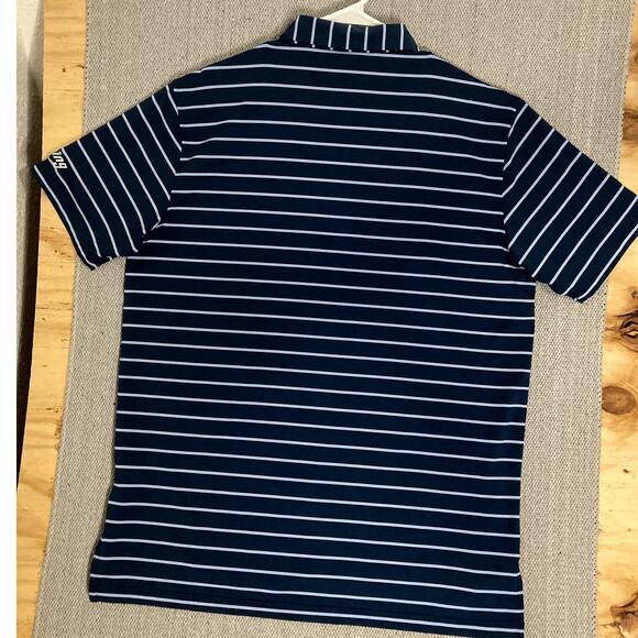 Peter Millar Summer Comfort Polo Men L Blue Striped Golf Tournament Barbasol - Picture 7 of 13